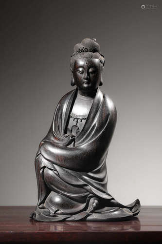 CHINESE HARDWOOD CARVED GUANYIN