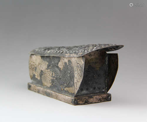 CHINESE MINIATURE SILVER CASKET