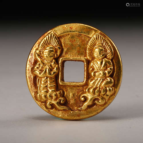 CHINESE GILT BRONZE COIN