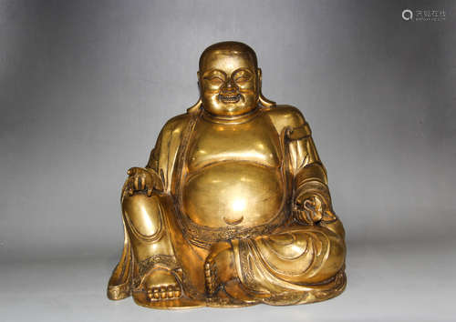 CHINESE GILT BRONZE SEATED LAUGHING BUDDHA