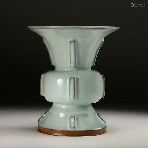 CHINESE PALE CELADON GLAZED ZUN VASE