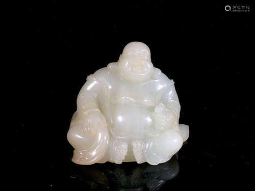 CHINESE CELADON JADE CARVED BUDDHA