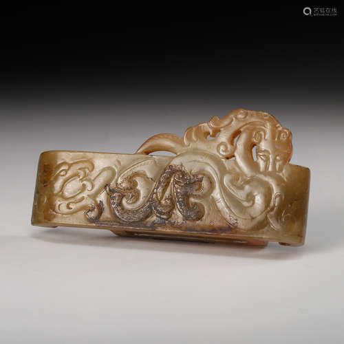 CHINESE ARCHAISTIC JADE DRAGON PENDANT