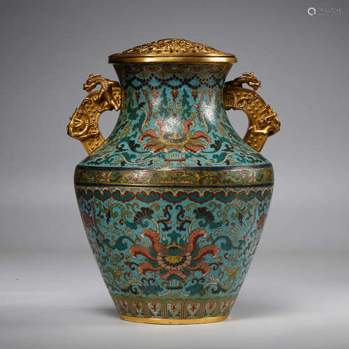 CHINESE CLOISONNE FOLIAGE VASE, QING DYNASTY