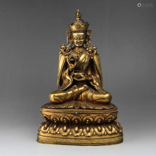 CHINESE GILT BRONZE SEATED PADMASAMBHAVA