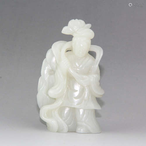 CHINESE WHITE JADE CARVED FIGURINE