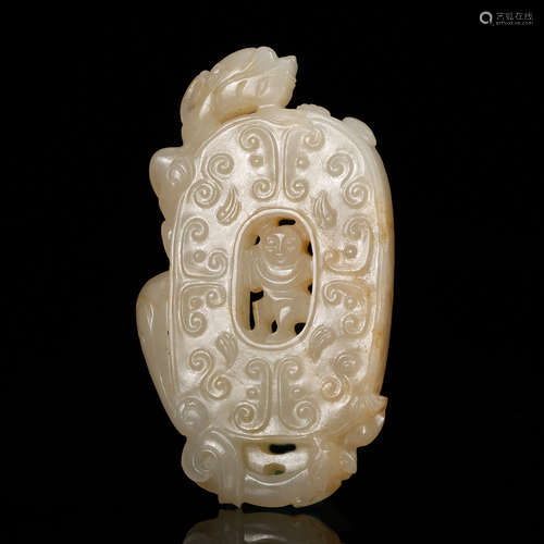 CHINESE WHITE JADE CHILONG PENDANT