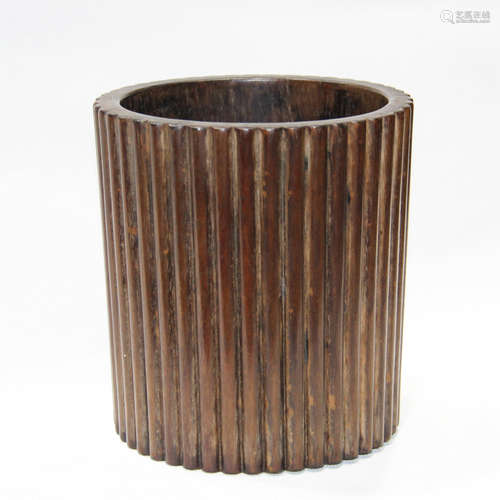 CHINESE HARDWOOD BRUSH POT