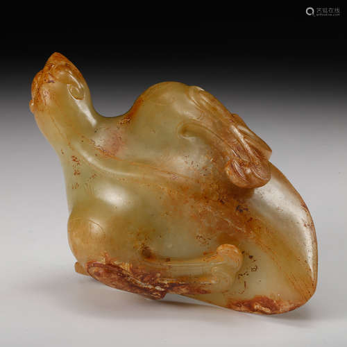 CHINESE CELADON JADE BIRD