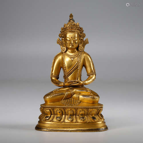 CHINESE GILT BRONZE SEATED BUDDHA