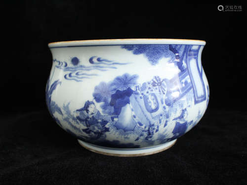 CHINESE BLUE WHITE PORCELAIN CENSER