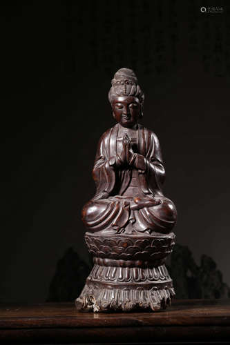 CHINESE HARDWOOD CARVED GUANYIN