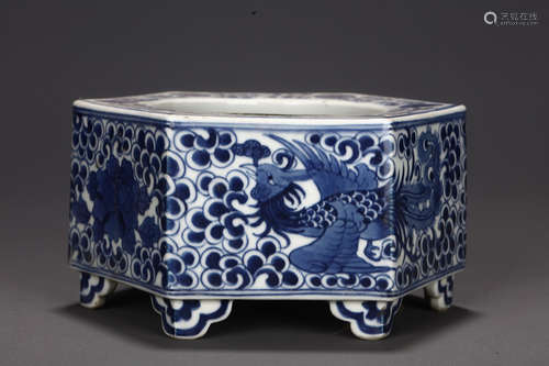 CHINESE BLUE WHITE PHOENIX WATER COUPE