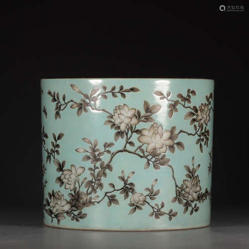 CHINESE FAMILLE ROSE PORCELAIN BRUSH POT