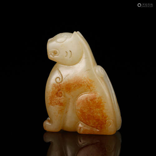 CHINESE WHITE JADE CARVED CAT