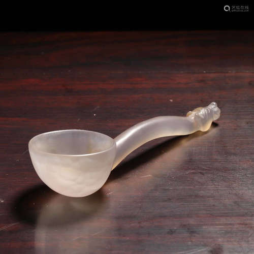 CHINESE AGATE CARVED SPOON