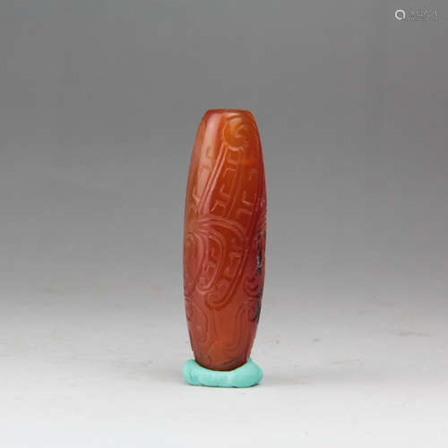 CHINESE AGATE CARVED BEAD