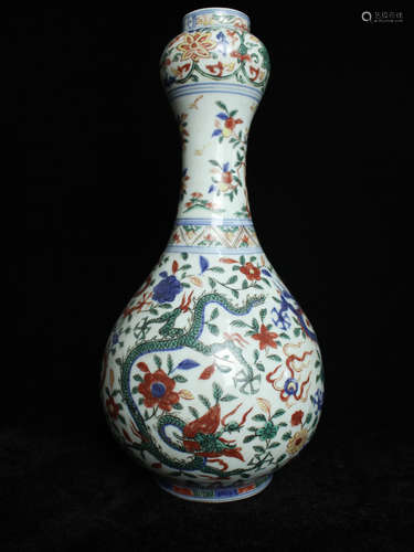 CHINESE WUCAI DRAGON PORCELAIN VASE