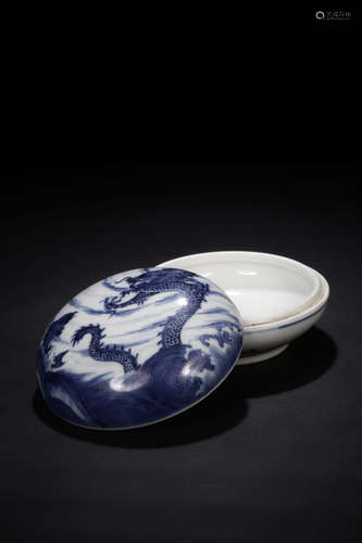 CHINESE BLUE WHITE PORCELAIN INK BOX