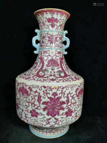 CHINESE FAMILLE ROSE PORCELAIN VASE, MARKED