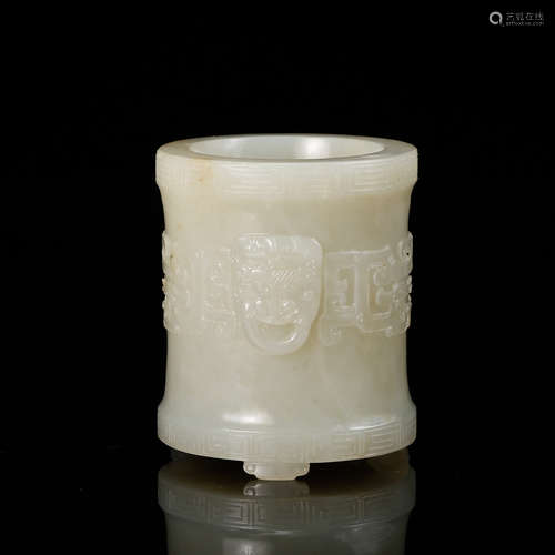 CHINESE WHITE JADE BRUSH POT