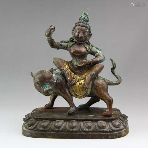 CHINESE BRONZE FIGURE OF GUARDIAN