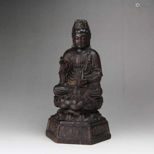 CHINESE HARDWOOD CARVED GUANYIN