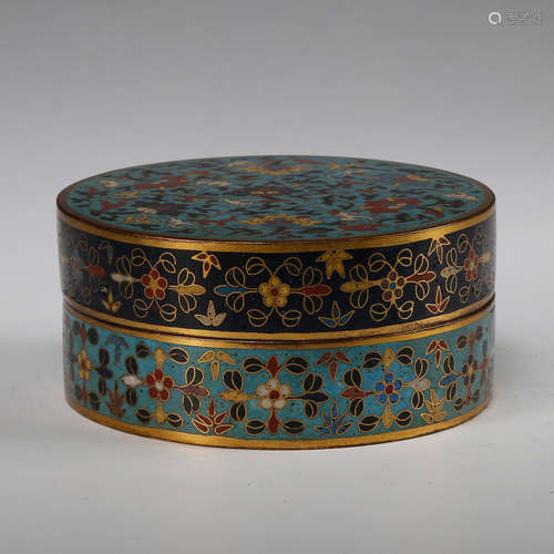 CHINESE CLOISONNE FOLIAGE COVER BOX, QING DYNASTY