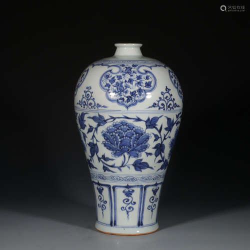 CHINESE BLUE WHITE MEIPING VASE