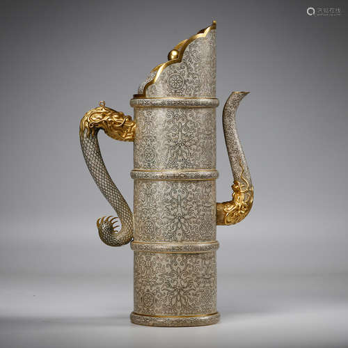 A RARE CLOISONNE ENAMEL TIBETAN-STYLE EWER, DUOMUH