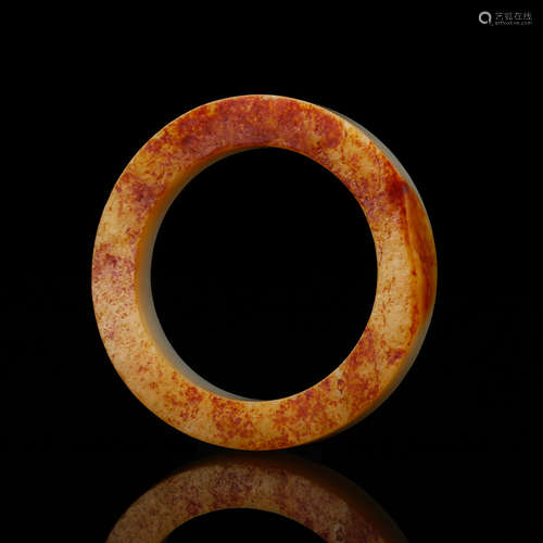 CHINESE WHITE JADE BANGLE W. RUSSET