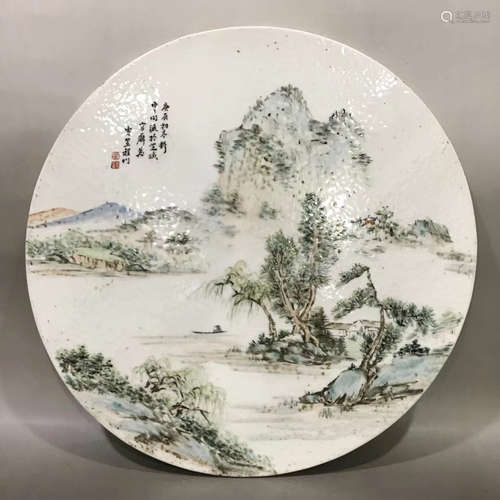 CHINESE QIANJIANG PAINTED PORCELAIN PLAQUE