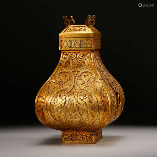 CHINESE GILT BRONZE ARCHAISTIC VESSEL