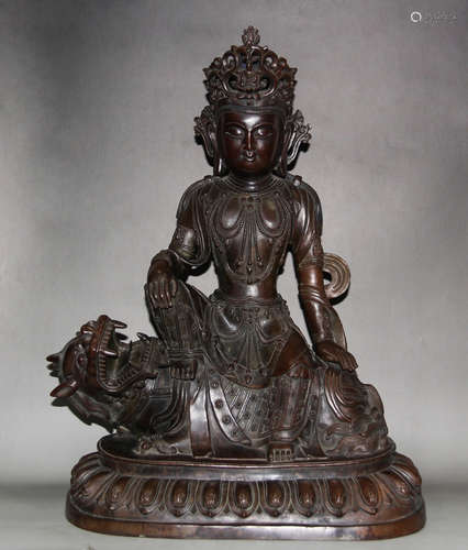 CHINESE BRONZE SEATED MANJUSRI