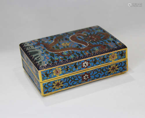 CHINESE CLOISONNE DRAGON COVER BOX