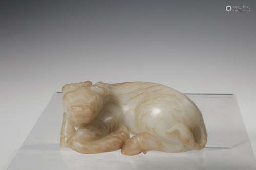 CHINESE WHITE JADE CARVED WATER BUFFALO