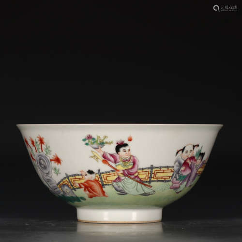 A Chinese Famille Rose Children Painted Porcelain Bowl