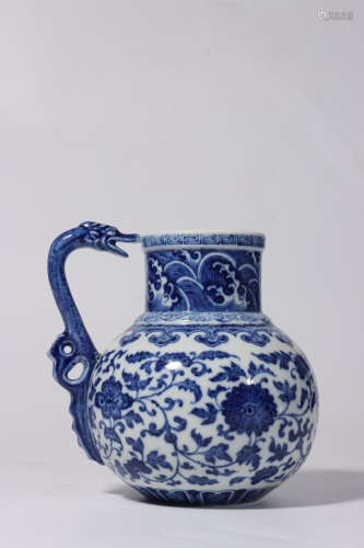 A Chinese Blue and White Floral Porcelain Flower Watering