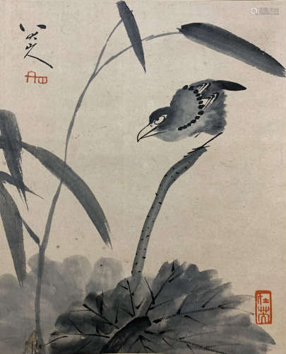 A Chinese Bird Painting Scroll, Ba Da Shanren Mark