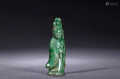 A Chinese Jadeite Carved Figure Statue