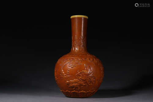 A Chinese Flower Carved Gourd Artware Vase Ornament