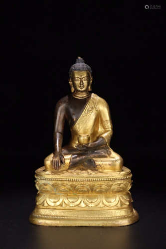 A Chinese Gild Copper Statue of Medicine Buddha