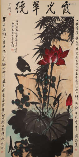 A Chinese Flower&Bird Pattern Painting Scroll, Li Kuchan Mark