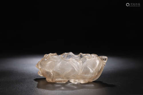 A Chinese Lotus Shaped Crystal Brush Washer