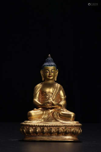 A Chinese Gild Copeper Statue of Medicine Buddha