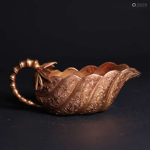 A Chinese Gild Copper Floral Cup