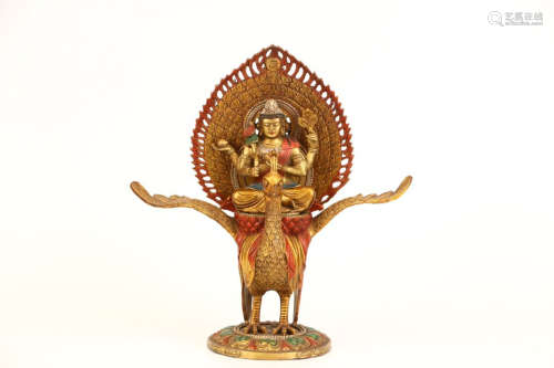 A Chinese Gild Copper Statue of Maha-mayura-vidy-rajni