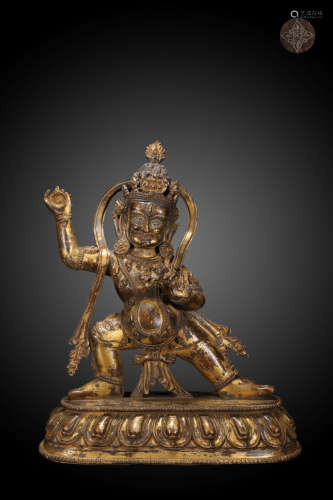 A Chinese Gild Copper Statue of Vajrapani