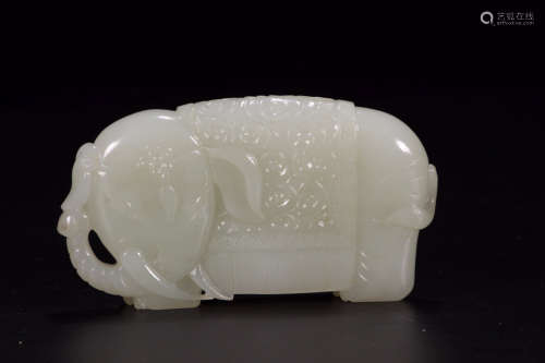 A Chinese Jade Carved Elephant Ornament
