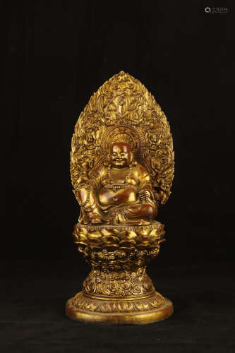 A Chinese Gild Copper Statue of Maitreya